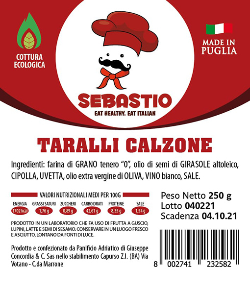 Taralli Sebastio etichetta