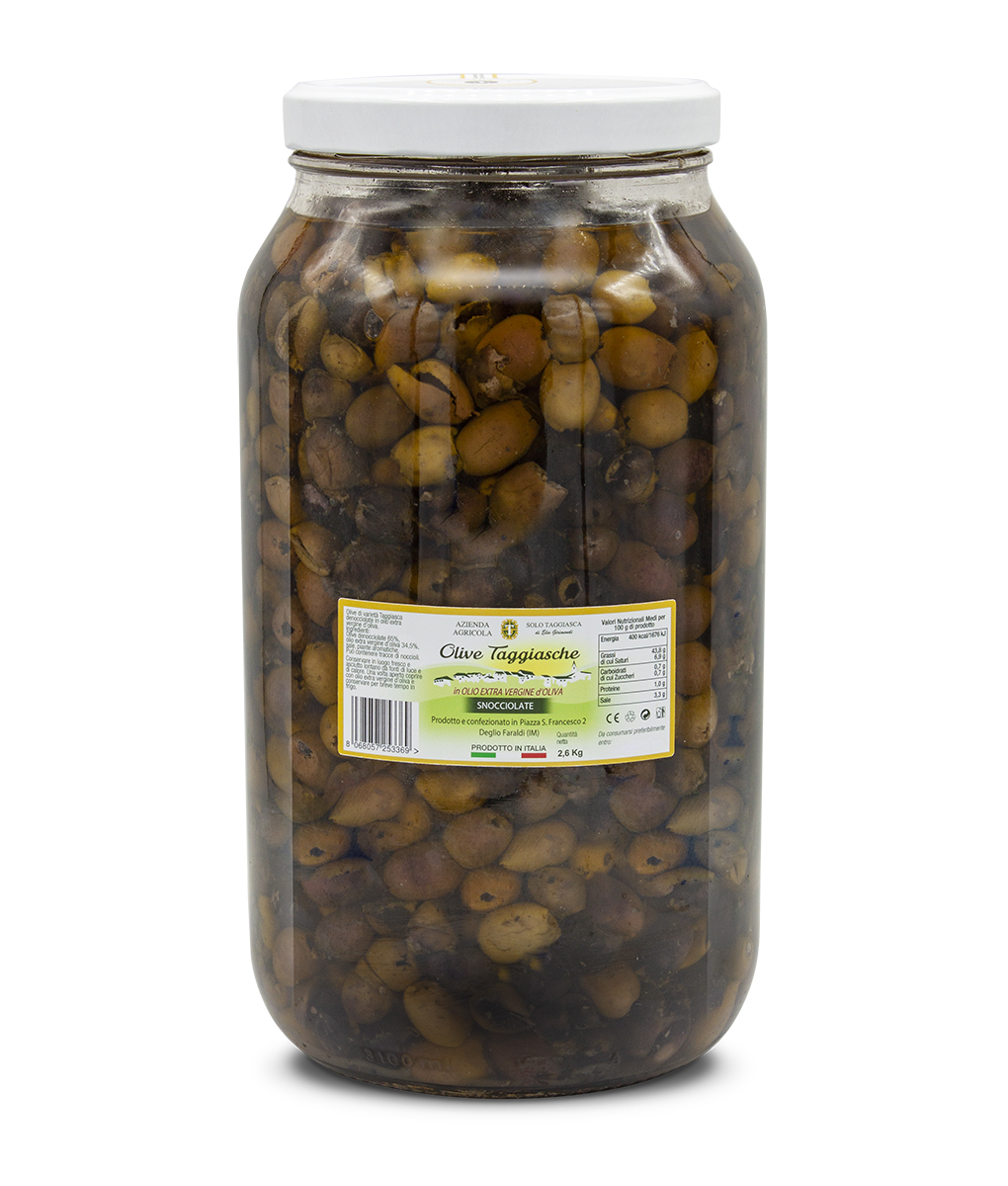 Pitted Taggiasche olives in Evo Jar 3100 ml